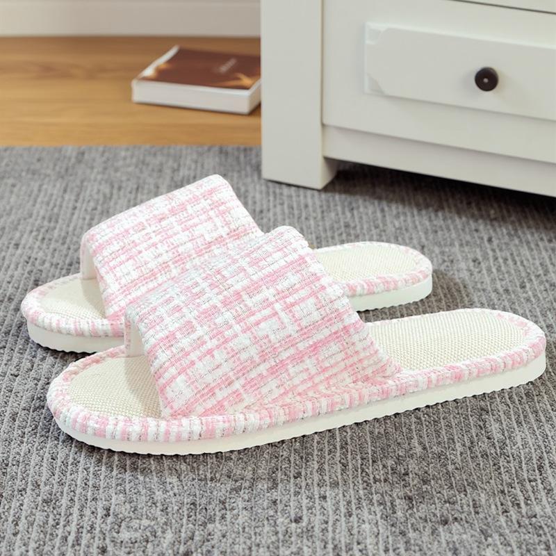 Fashion 2025 New Women's Fashion Home Linen Couple Slippers Breathable Home Shoes Moisture Absorbing Anti Slip Cotton Zapatos De Mujer