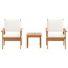 Garden Sofa Set 3 Pcs Cream White Solid Acacia Wood