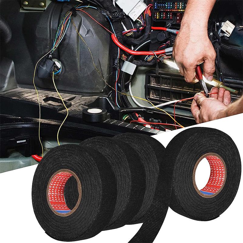 Automotive Wire Harness Cloth Tape High Temp Wrapping Noise Damping Heat Proof Adhesive Fabric Electrical Flannel Tape 15M/45M