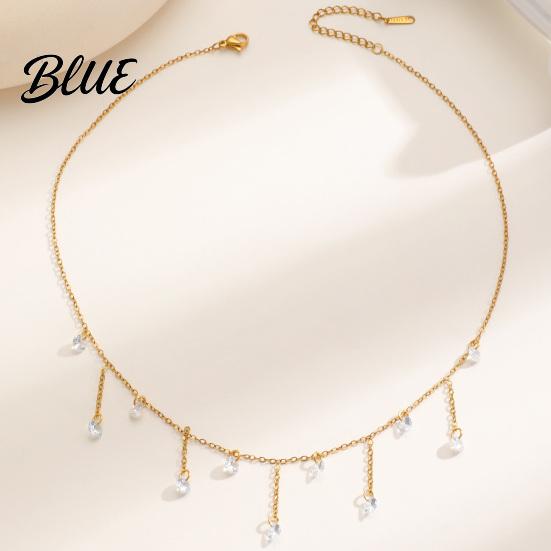 Scratch Resistant Necklace Layered Tassel with Zircon Gold Chain