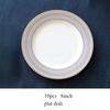 8/10palcové talíře z kostního porcelánu - Moderní elegantní kulaté nádobí se zlatým lemem Dezertní talířová sada Jídelní nádobí Servírovací talíře pro kuchyň, vhodné do mikrovlnné trouby