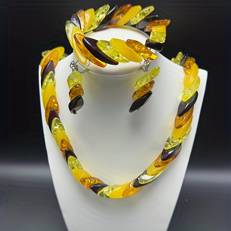 Premium Natural Amber Multi-Strand Bracelet Necklace with Irregular Beads [Actual Photo]