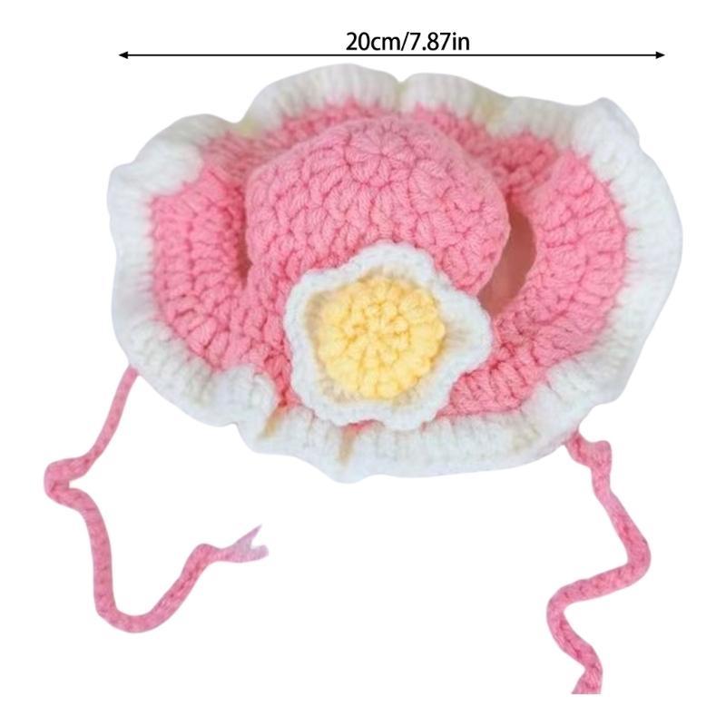Pet Crocheted Hat Pet Birthday Headgear for Puppies and Cats Lovely Crocheted Hat Christmas Hat Comfortable Wear