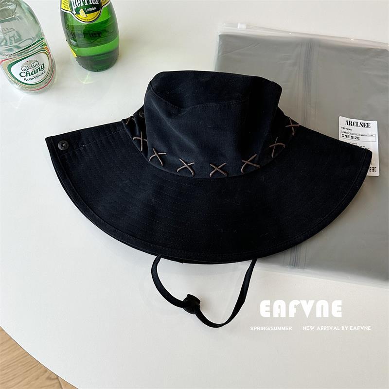 

Ковбойская шляпа в стиле вестерн, летняя, женская, солнцезащитный козырек, американская, ретро, для кемпинга, с большими карнизами, для альпинизма Average size (54-60cm) чёрный