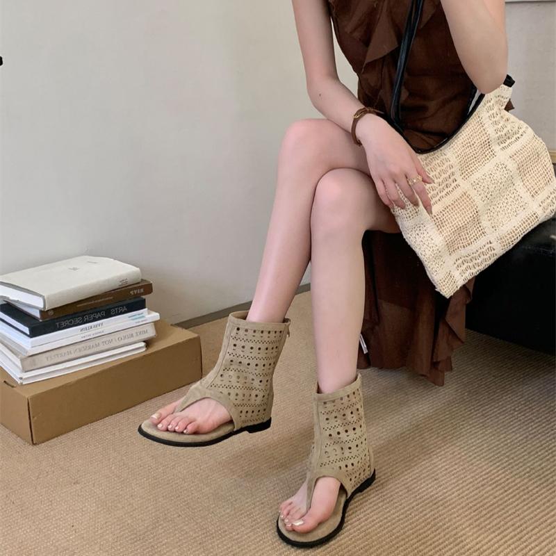 Clip Toe Women Sandals Boots Fashion Hollow Out Slip On Shoes Summers Street Style Ladies Low Heel Ankle Booties
