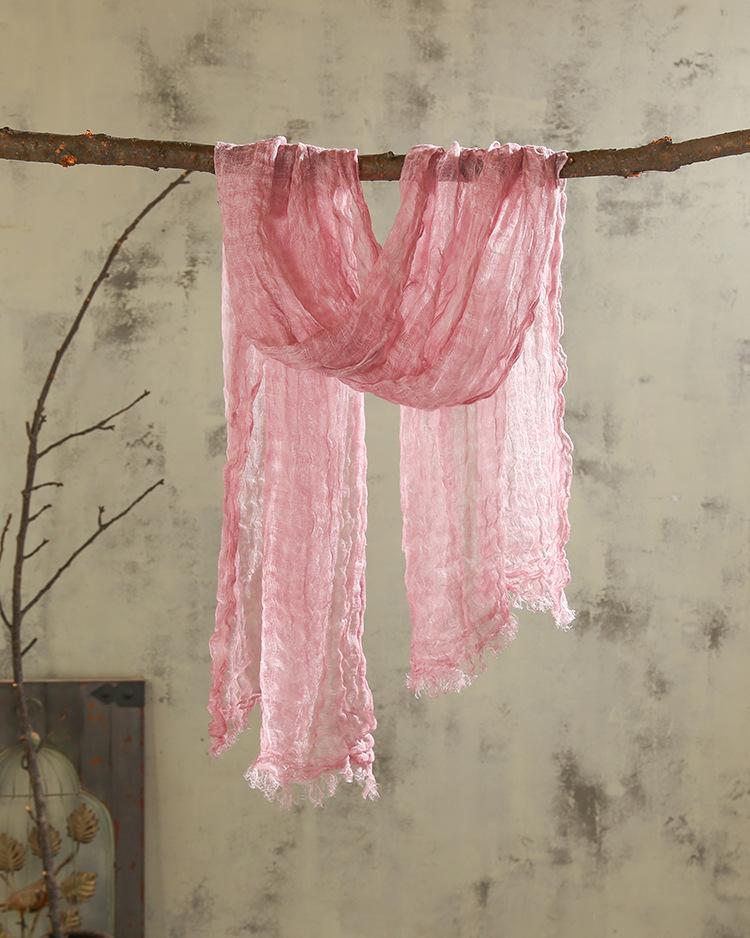 Japanese Linen Monochrome Natural Texture Pleated Scarf, Retro Linen Literary Scarf, Thin Men'S Autumn And Winter