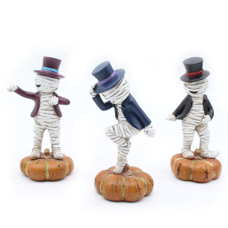 Pryskyřičné umělecké řemesla Mumie Panenka Tančící Dýně Halloweenské Dekorace Figurka Sochy Ozdoby Halloweenská Dekorace
