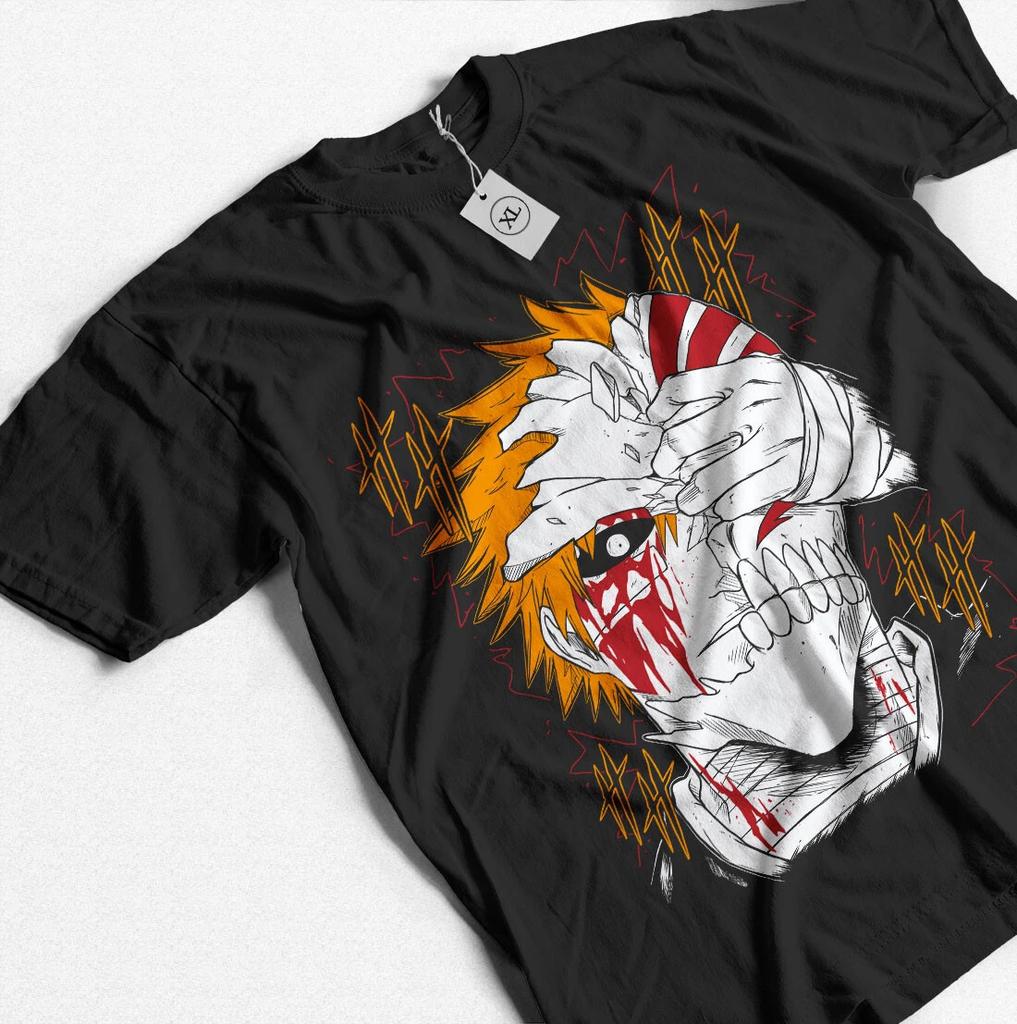 Bleach Ichigo Kurosaki T-shirt Manga Strip Horror Anime Gift Shirt All Size
