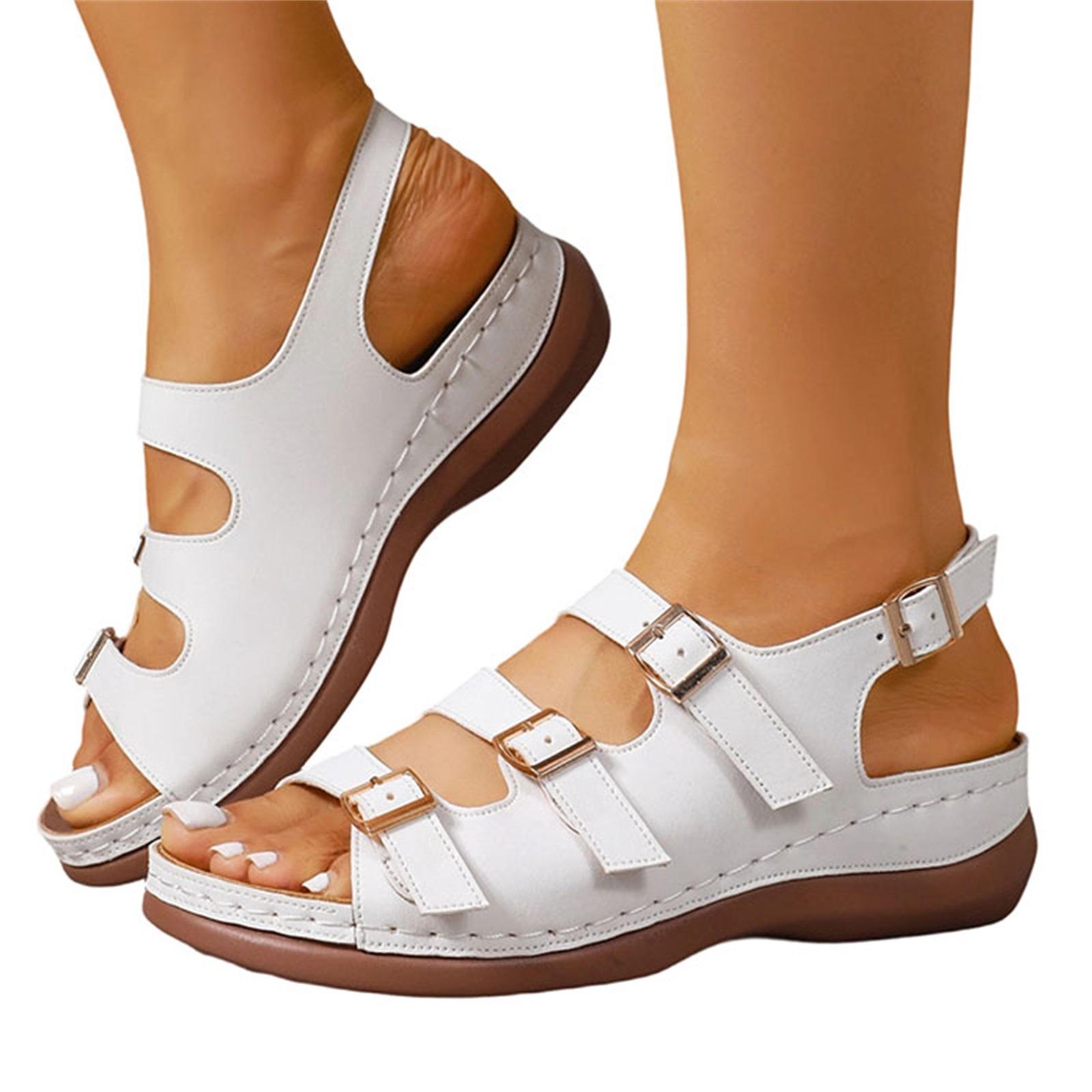 

Women s Fashion Plus-Size Casual Outdoor Button Sandals 43 білий