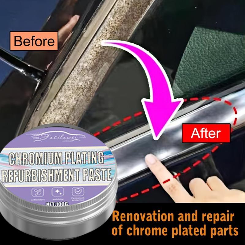 NEW Chrome Gloss Repair Paste - Scratch Repair Paste for Car Door Handles, Window Frames and Logo Panels - 100g, Car Detailer, C