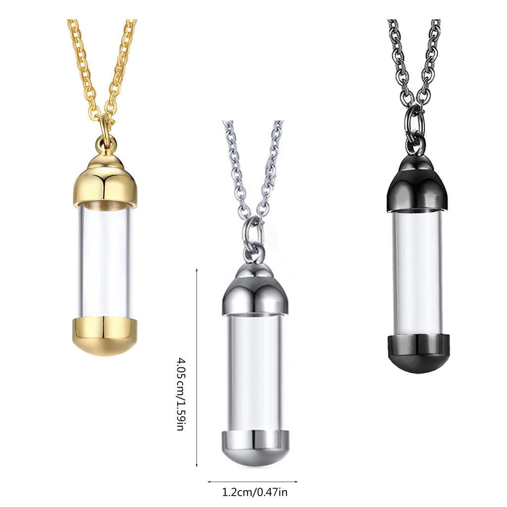 Memorial Jewelry Necklace with High Polish Sturdy Stainless Steel Materials and Glass Pendant for Hair Keepsakes
