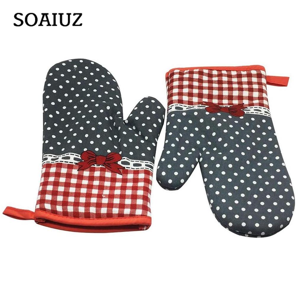 (SU)Kök Matlagning Bomull Mikrovågsugn Vantar Grytlappar Värmeskyddad Beige