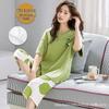 2026 Women's Summer Pajama Set: Short-Sleeved Top & Three-Quarter Pants, Plus Size, Lightweight, Chest Pads, Wearable Outdoors