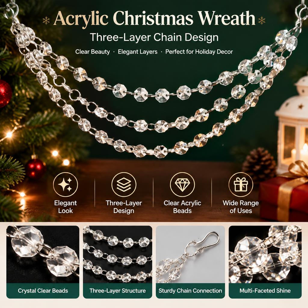 Acrylic Christmas Wreath with Snowflake Icicle Design