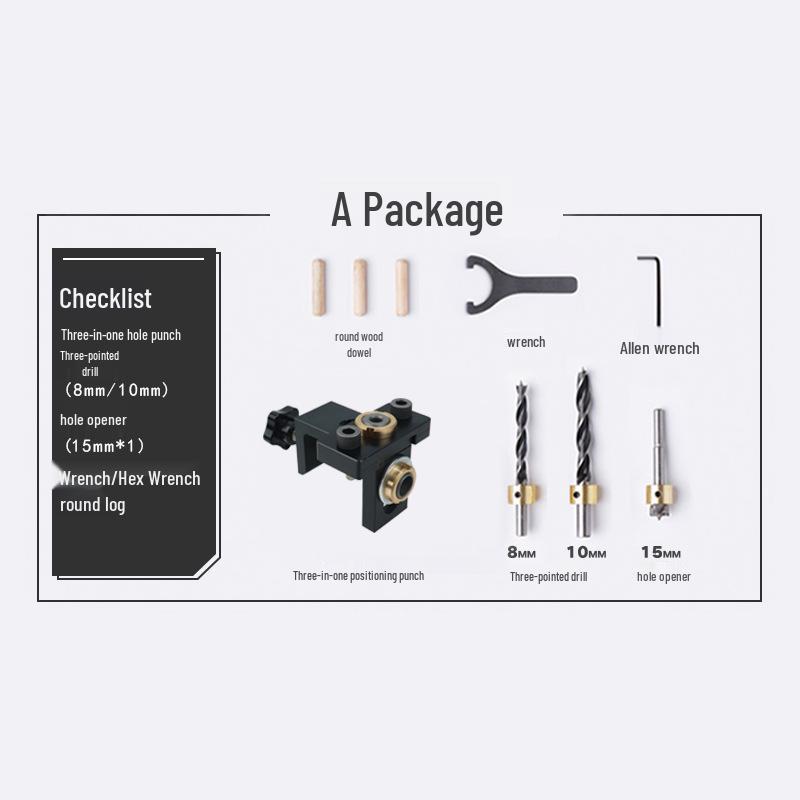 Woodworking 3-in-1 Furniture Connector & Dowel Hole Opener Tool