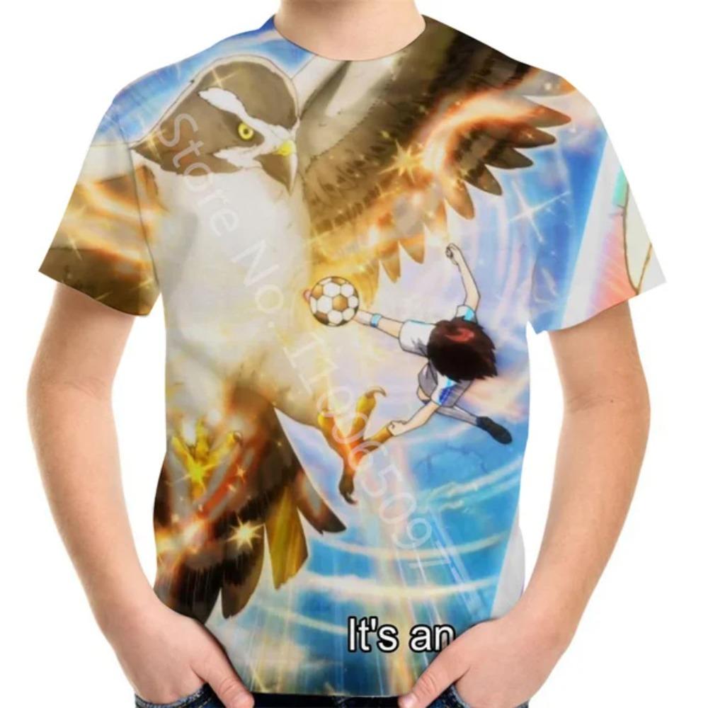 Summer 4-20Y Teen Children Cartoon T-Shirt Football Soccer Anime Captain Tsubasa 3D Print T Shirt For Boy Girl Kids Fashion Tops