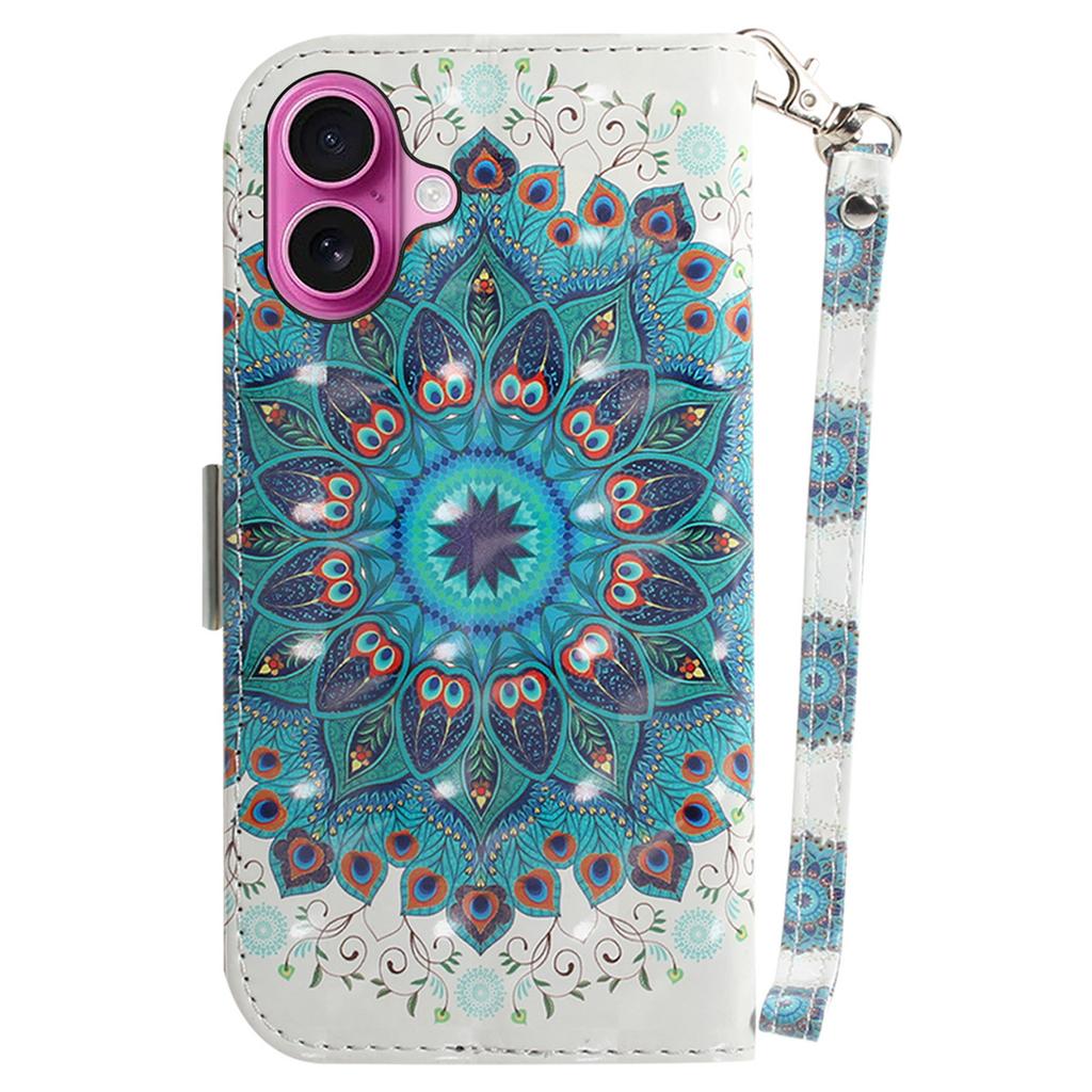 For iPhone 16 Plus Wallet Case 3D Pattern Print Leather Phone Cover