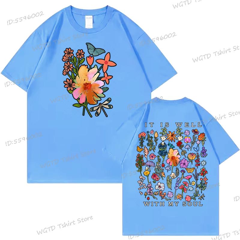 

Вдохновляющие цитаты Дизайн рубашки Цветочный У меня хорошо на душе Графические футболки Женские Христианские Цветочные топы Рубашка с полевыми цветами 4XL
