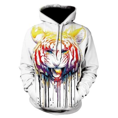 Mode Print Tigre Encre Éclaboussée Printemps et Automne Impression 3D Funny Sweat à Capuche Pull Manches Streetwear
