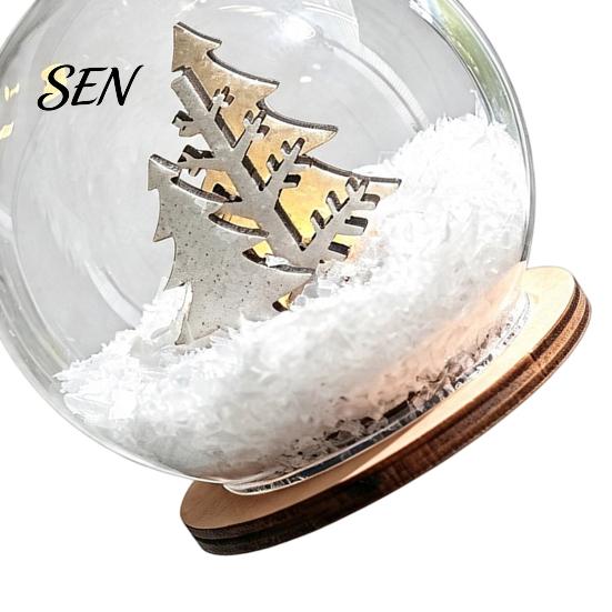 Winterwunderland Szene Requisiten Beleuchteter Weihnachtskugel Schmuck, LED Schnee Warmes Licht Anhänger Hängende Kugel mit Rentierhütte für Baum