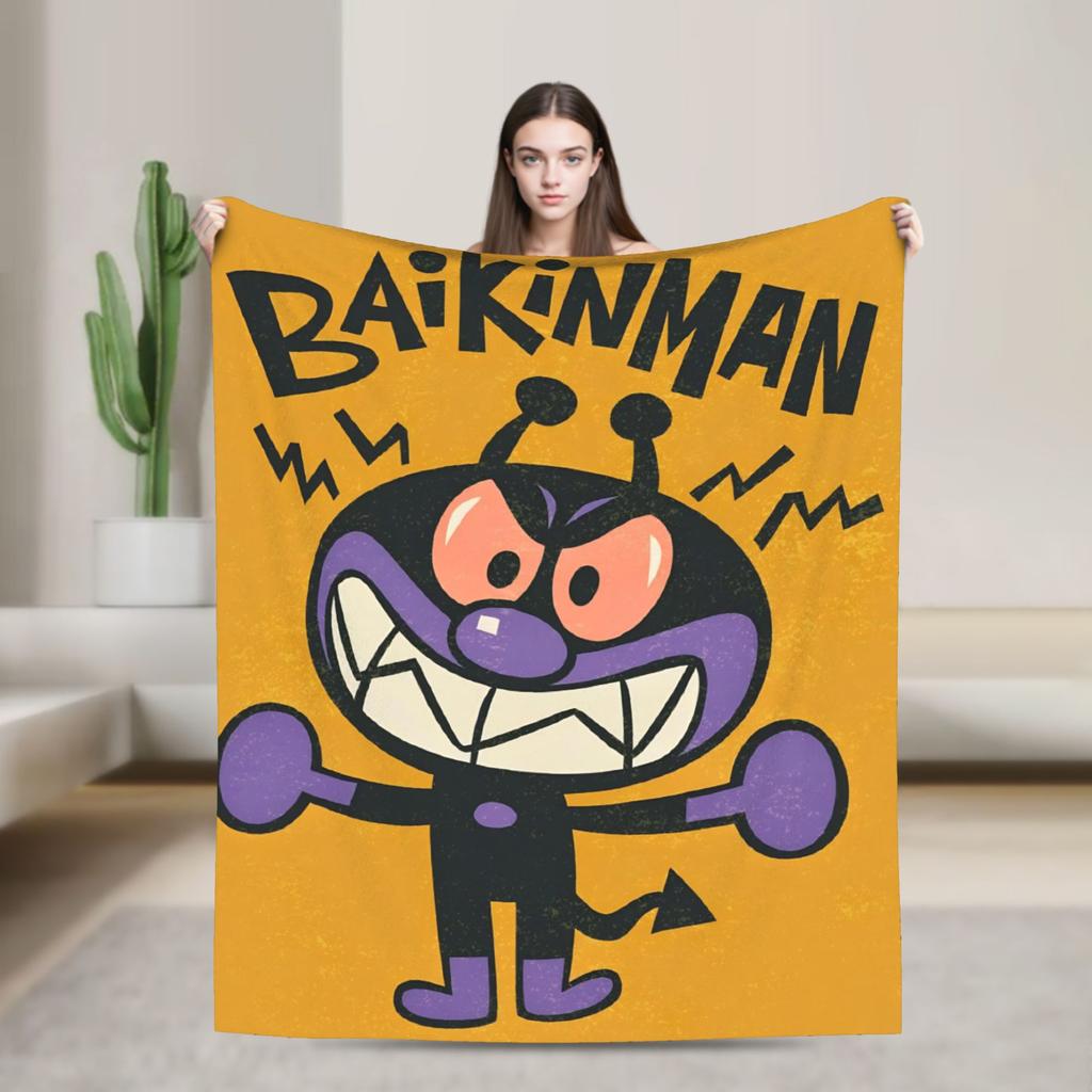 Baikinman Anime  Flannel Blanket  Warm Throw Blanket for Couch Chair Camping Fashion Bedspread Sofa Bed Cover