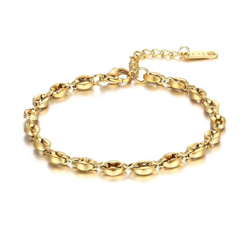 

Минималистичный овальный браслет-цепочка «Бин» - Универсальный дизайн из нержавеющей стали для женщин