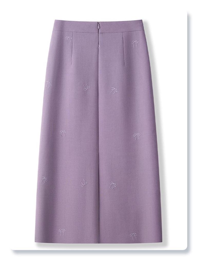 Damen Lila High-Waist Bodycon Midi-Rock - 2025 Slim Fit Gerader Frühlingsstil