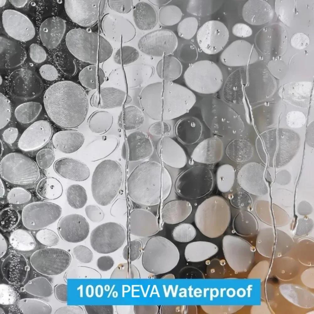 Hot Bathroom Shower Curtain Transparent Lining Waterproof Bathtub Bathing Cover PEVA Mildew Proof Cobblestone Curtain with Hooks