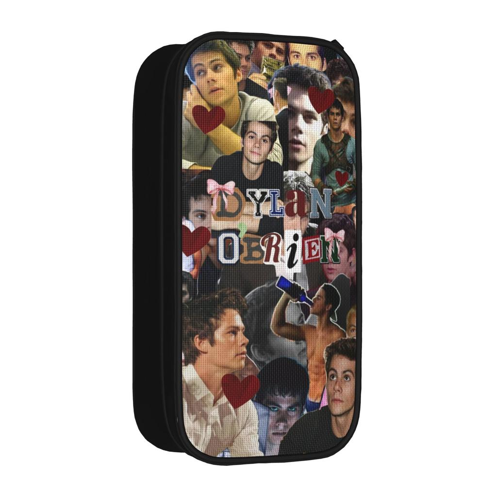 Large Capacity Pencil Pouch Dylan Obrien Actor Office Supplies Double Layer Pencil Case Stationery Women Makeup Bag Amazing Gift