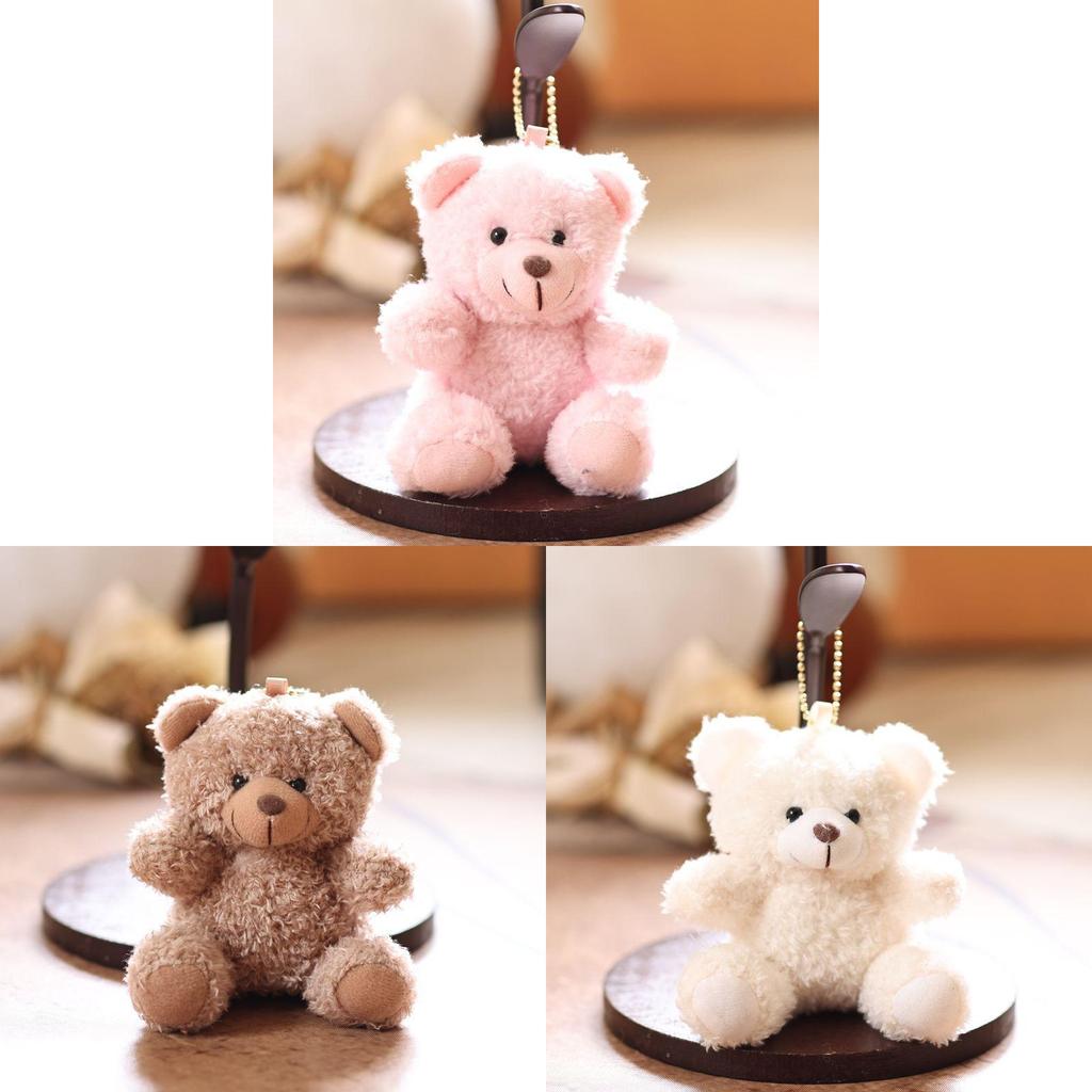Breloc Drăguț de Pluș Urs cu Blană Moale Scurtă pentru Decorarea Genții și Cadou