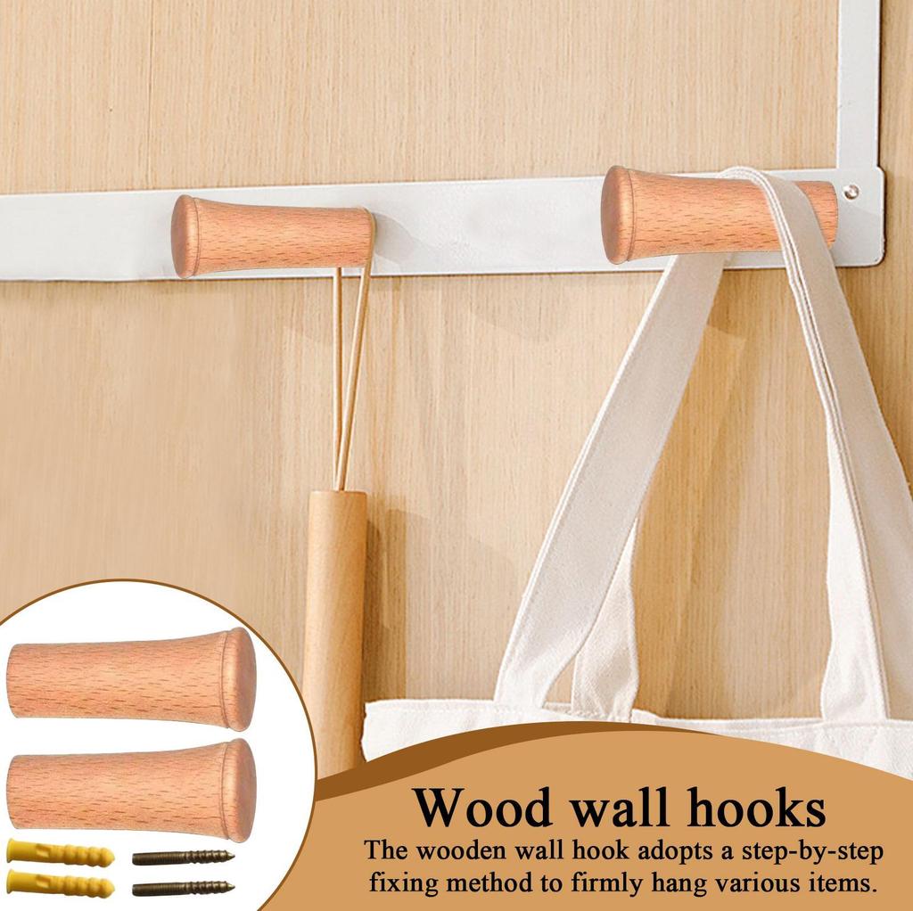2 Stück Wandmontierter Hakenleiste Holz Eingangsbereich Haken Handtuchhalter Wandmontiert Kleider- und Huthaken Deko Halter Aufbewahrung Aufhänger