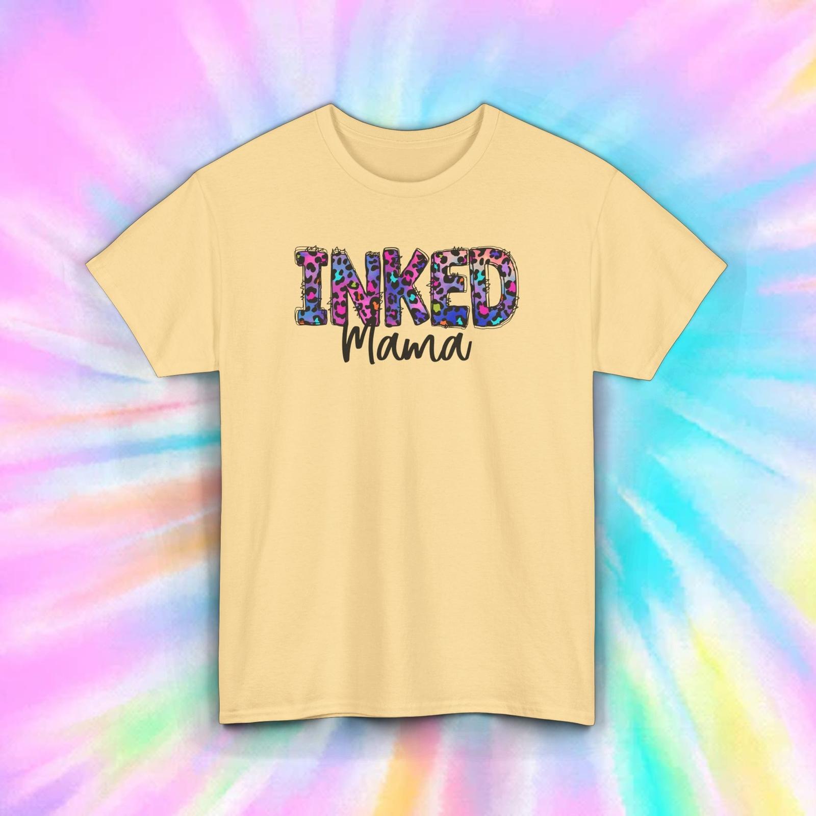Inked Mama T-Shirt Mens Womens Tees Top | Colorful Leopard Print Tattoo Mom Graphic Tee S-5XL S