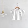 Kids Cute Round Bear Print Crew Neck Short Sleeve T-Shirt, Soft Cotton Basic Toddler Tee Top