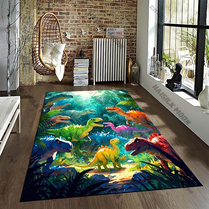 Cartoon Dinosaur Tyrannosaurus Cartoon Pattern Living Bedroom Carpet Bedside Floor Mat 15 Size Kid's Room Cloakroom Play Mat