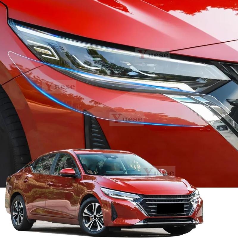 For Nissan Sentra - 2 Pcs Car Headlight Protective Film Transparent Smoked Black TPU Sticker