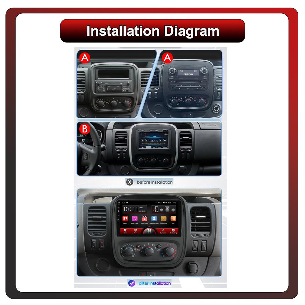 2Din Android Car-Play Car Radio,Renault Trafic 2015-2017,Multimedia Player Head Unit Stereo GPS Navigation BT WIFI,2+32GB