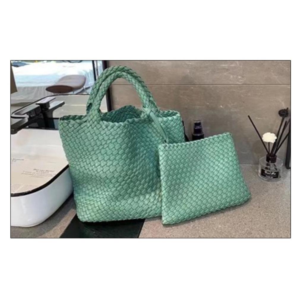 New Internet Celebrity Bag Hand-woven Tote Mother Bag Business Commuter PU Large Capacity Handbag