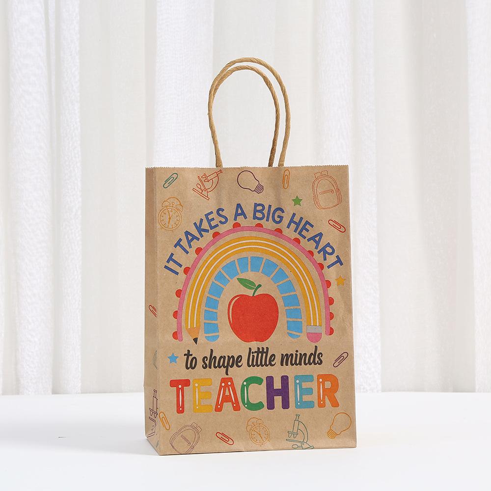 30pcs Kraft Paper Gift Bags With Handles For Teacher Appreciation Party Favor Packaging Classroom Rewards And Thank You Gifts