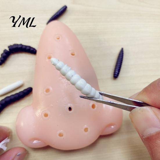 Focus Concentration Toys Nose Pimple Popping Toy with Tweezers And Worm, Funny Stress Relief Prank Sensory Fidgets for Adults Game Party, Flexible TPR