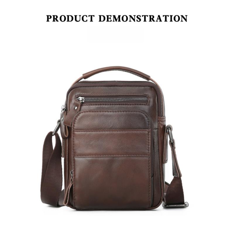 First Layer Cowhide Shoulder Bag Men's Cowhide Messenger Bag Casual Vertical Business Men's Bag Fashion Trend