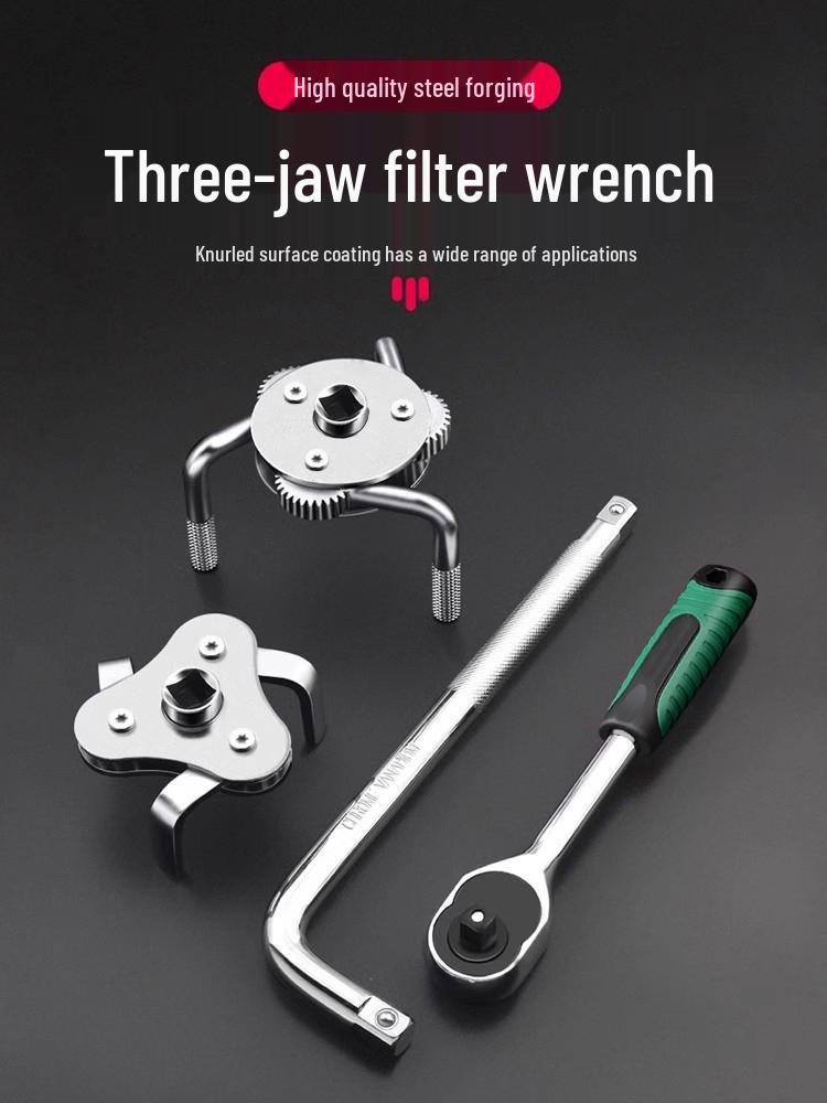 Adjustable Non-Slip Three-Jaw Oil Filter Removal Wrench