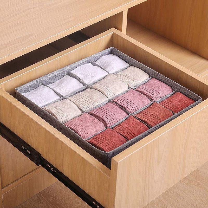 7/24 Grid Separated Compartment Sock Underwear Organizer Non-Woven Fabric Drawer Divider for Wardrobe Bedroom Home Storage