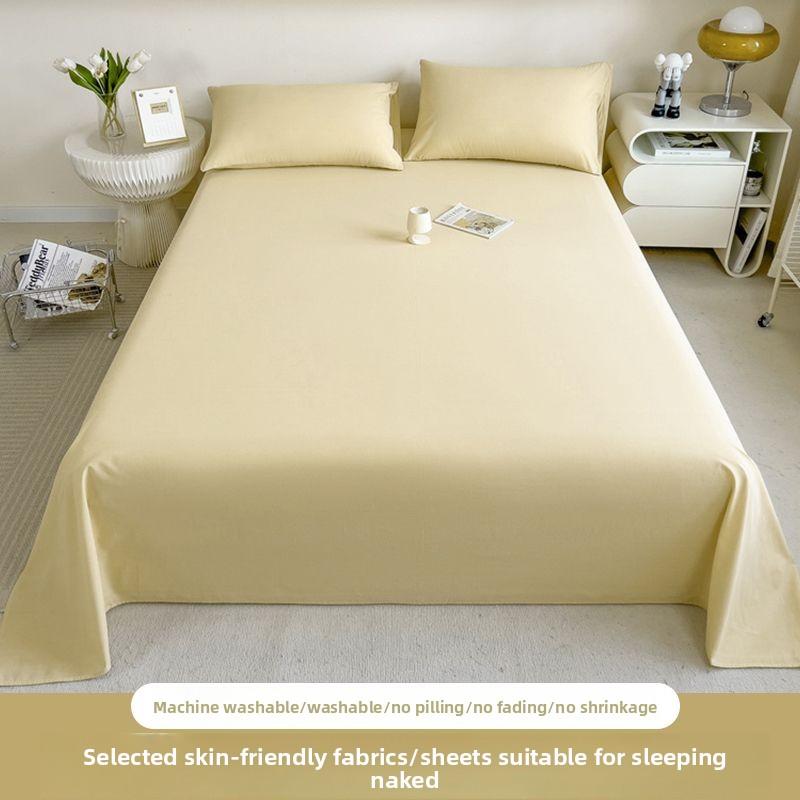 Thick Brushed Striped Bed Sheet Minimalist Solid Student Dormitory Single/Double 3Pcs Set