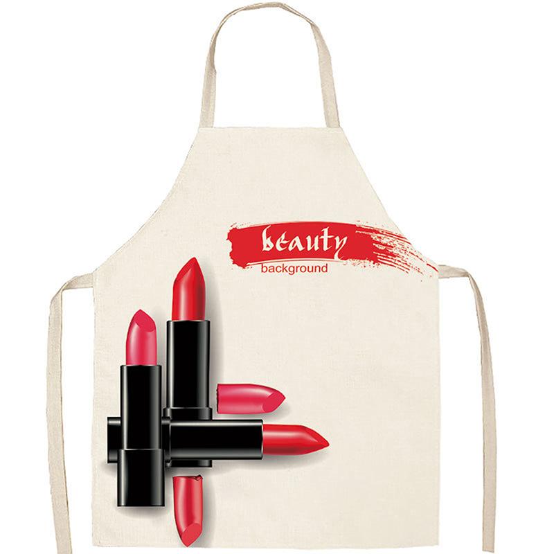 Nagellak Lippenstift Beauty Keuken Dames Schort Huishoudelijke Reiniging Linnen Schort Salon Thuis Koken Bakken Volwassen Slab