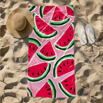 1pc Watermelon Slice Pattern - Summer Vibes 2D Printed Microfiber Beach Towel, Quick Dry Super Absorbent. Great for Beach, Pool
