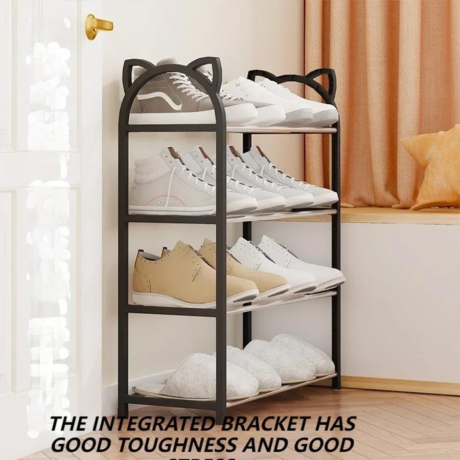 Simple Shoe Rack 4-layer Practical Shoe Cabinet Home Shoe Storage Rack Space-saving Removable Cat Galvanized Tube Shoe Rack