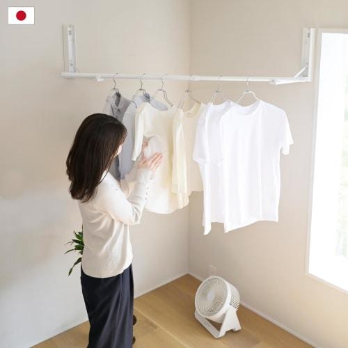 YAMAZEN (YAMAZEN) Indoor Clothes Dryer, Window Frame Clothes Dryer, Space-Saving, Extendable, Wall-Mounted, Made In Japan (Can Be Used In corners/Hidd