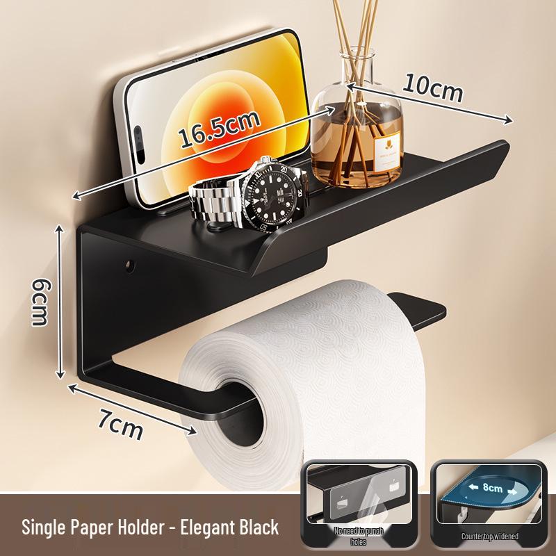 

Punch-Free Wall-Mounted Bathroom & Kitchen Holder: Toilet Paper, Towel, Phone Stand, Incense Holder, and Storage Shelf.