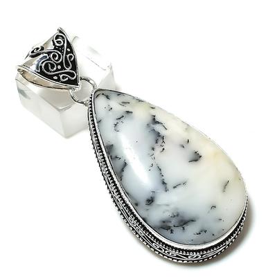 Natural Dendrite Opal Gemstone 925 Sterling Silver Gift Pendant 2.56" u5Q73