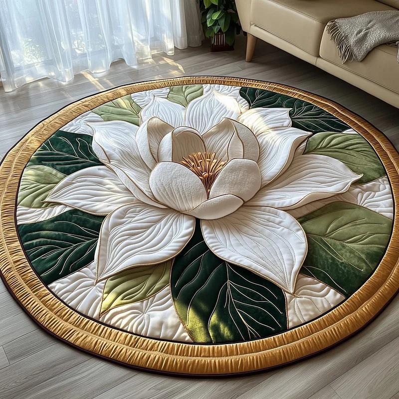 Multicolor 3D Digital Printed Quilted Round Carpet Living Room Bedroom
